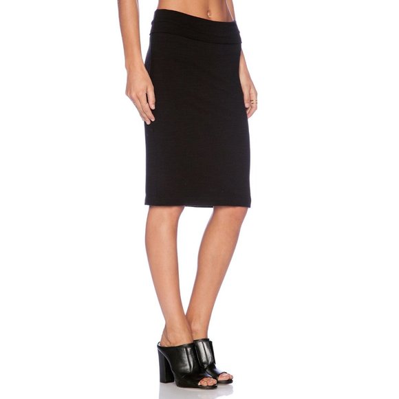 Splendid Womens Black Pencil Skirt Slub French Terry Foldover Waist size Small - Picture 3 of 12